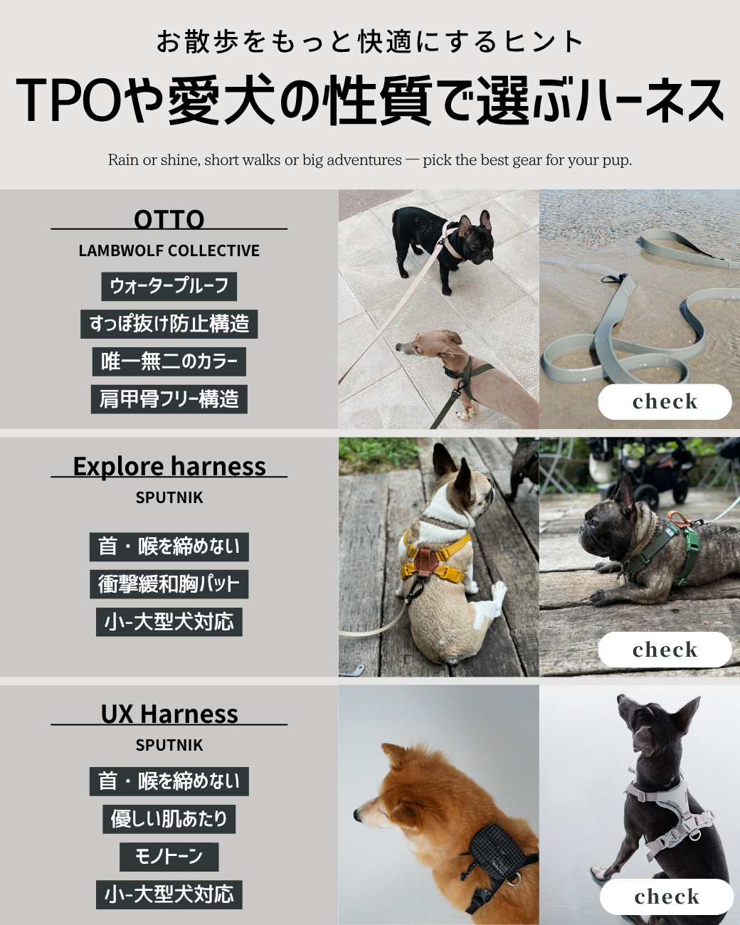 TPOや愛犬ちゃんの性質で選ぶハーネス