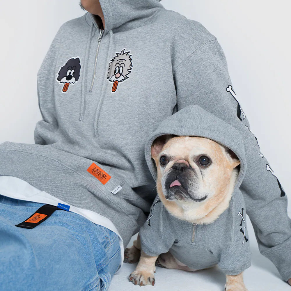 UNIVERSAL OVERALL × SPUTNIK 愛犬用ハーフジップパーカー / Pets hoodie