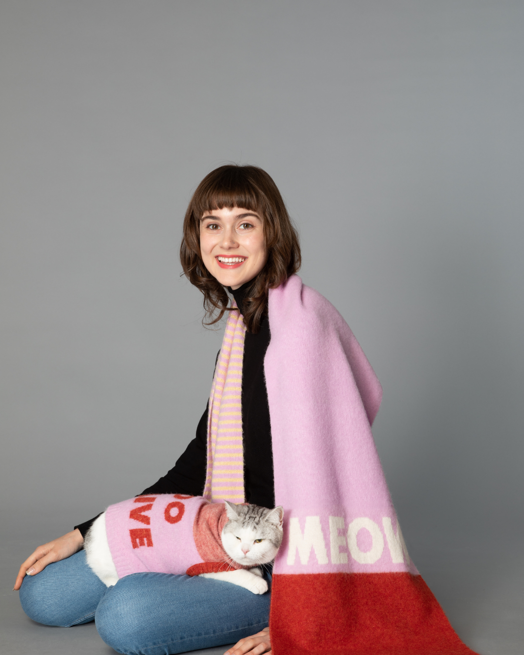 超軽量ぬくぬくペットセーター PINK / ネコの哲学シリーズ アルパカウール