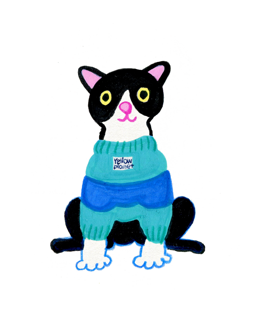 モヘアタッチニット Blue-Teal / FUWA FUWAシリーズ アートカラーブロック