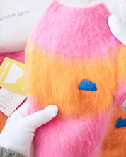 モヘアタッチニット Pink-Orange / FUWA FUWAシリーズ アートカラーブロック